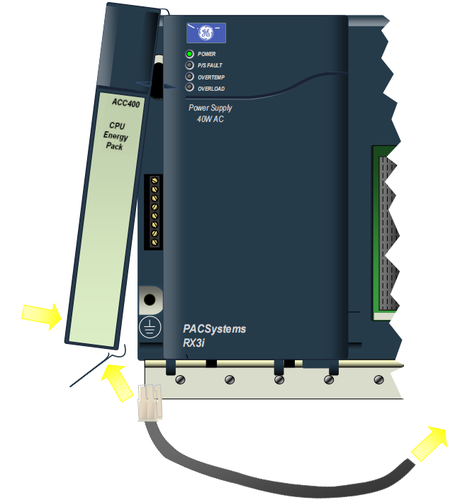 ACC400 Energy Pack: Connect to CPU via Cable IC695CBL001 ACC400 Energy Pack: Connect to CPU via Cable IC695CBL001